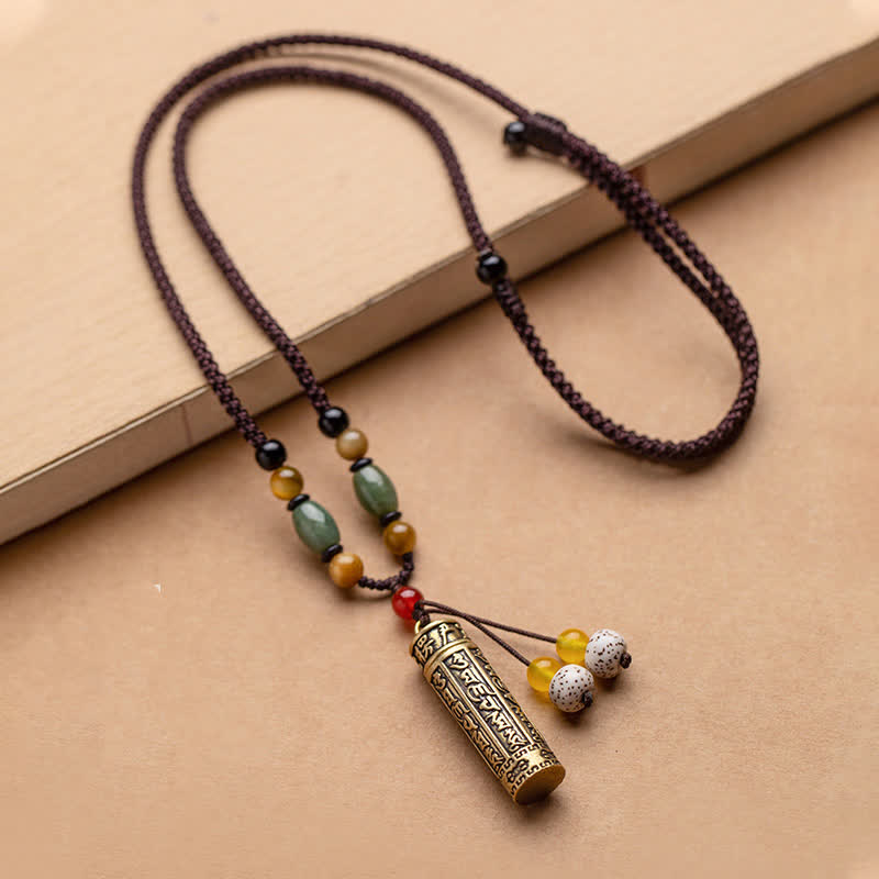 Buddhastoneshop Tybet Om Mani Padme Hum Agat Surangama Sutra Ochrona Naszyjnik Wisiorek - Miedź i nasiona Bodhi - image 11