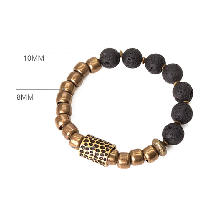 Bransoletka lecznicza z Buddha Stones , kamieniami lawowymi i tęczowym obsydianem i mosiądzem - image 8