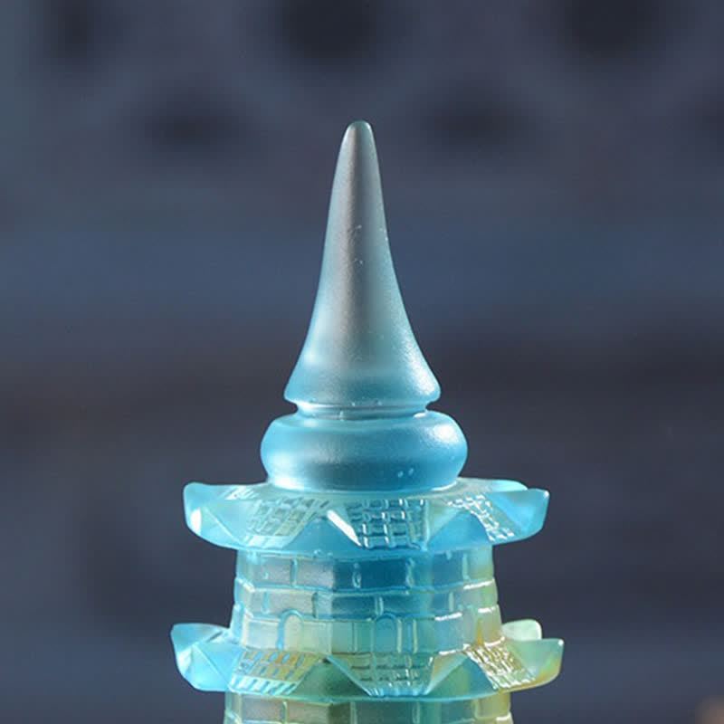 Buddha Stones Wieża Feng Shui Wenchang Ręcznie robiona kryształowa pagoda Liuli Art Piece Luck Dekoracja biura domowego - image 9