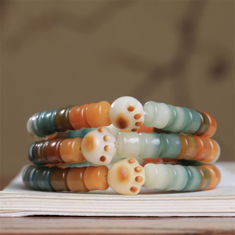 Kolorowe Buddha Stones Bodhi Seed Cat Paw Wisdom Bracelet - image 5