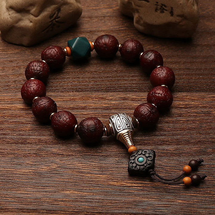Buddha Stones Tybetańskie Nasiona Bodhi Agat Koralik Szczęście Bogactwo Tassel Charm Nadgarstek Mala