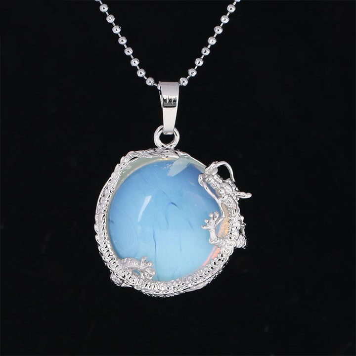 Buddha Stones Chiński Smok Naturalny Kryształ Kwarcowy Uzdrawiająca Energia Naszyjnik Wisiorek - Opal - image 27