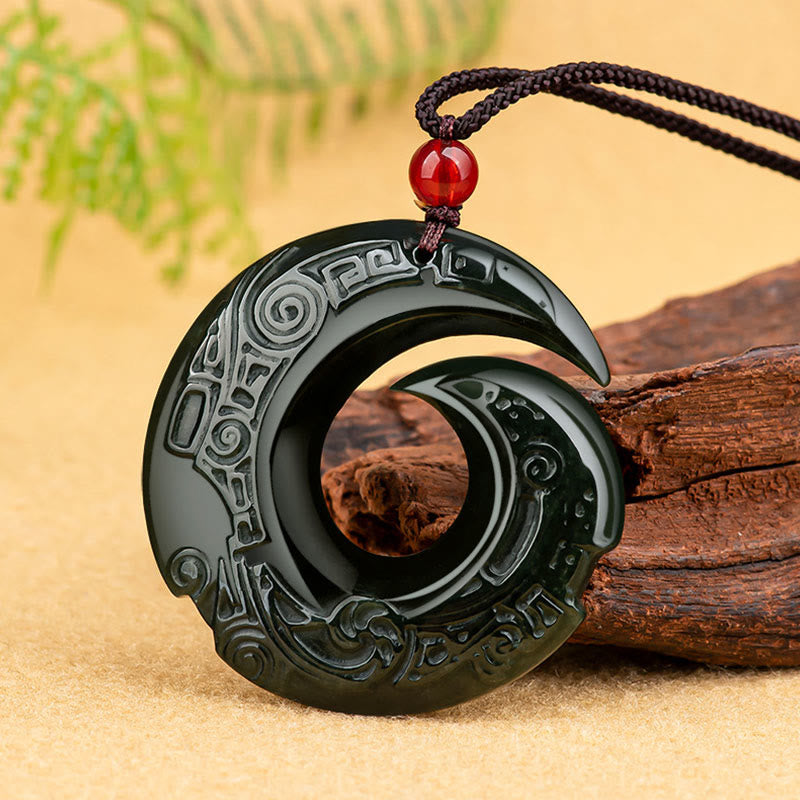 Buddha Stones Szczęście Poprawia Projekt Wzór Naturalny Hetian Cyan Jade Naszyjnik Sukces Wisiorek