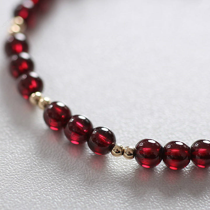 Bransoletka Buddha Stones 14K Gold Natural Garnet Calm