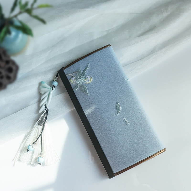 Buddha Stones Kwiat Śliwka Brzoskwinia Bambus Dwustronny haft Duża pojemność Portfel na gotówkę Portfel na zakupy - image 10