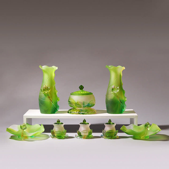 Feng Shui Lotus Ręcznie robiony kryształ Liuli Dzieło sztuki Domowe Biuro Oferta Dekoracja