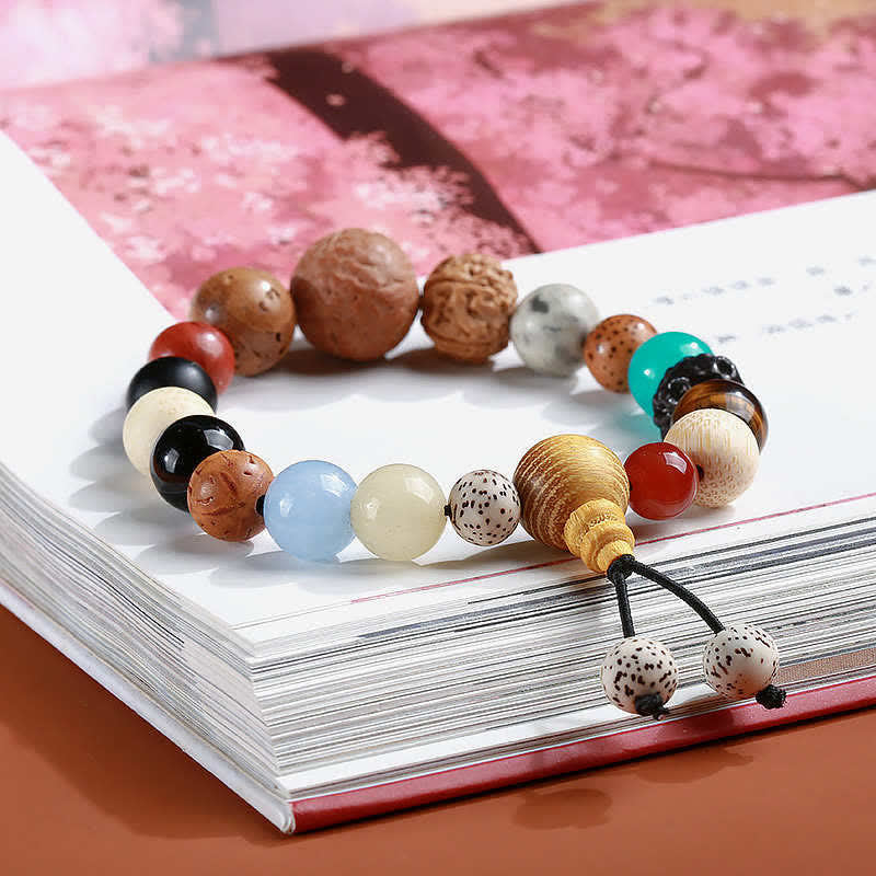 Bransoletka na nadgarstek Mala z Buddha Stones Bodhi Seed Agat Wisdom Harmony