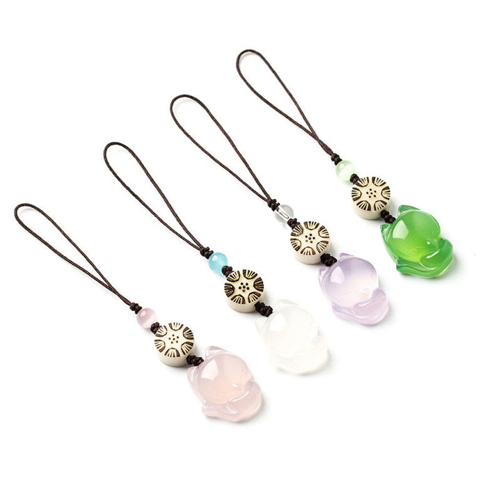 Naturalny Chalcedon Fox Harmony Telefon Wiszący Dekoracja