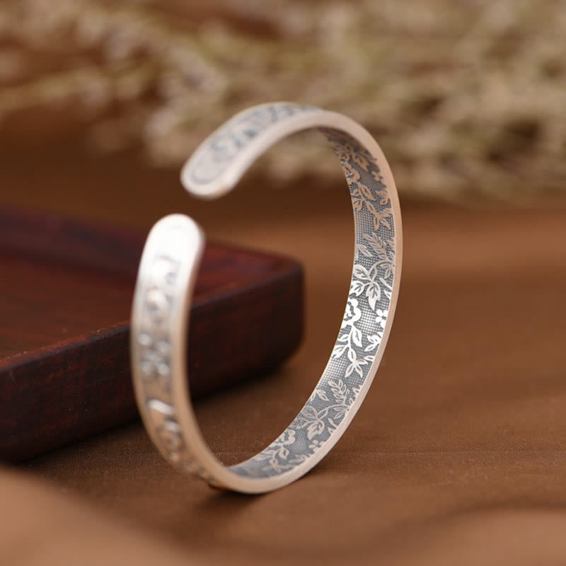 Buddha Stones 999 Srebro Sterlingowe Słoń Siła Mądrość Bransoletka Mankiet Bangle