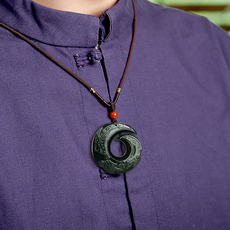 Buddha Stones Szczęście Poprawia Projekt Wzór Naturalny Hetian Cyan Jade Naszyjnik Sukces Wisiorek