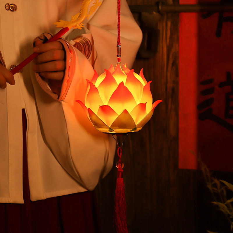 Buddha Stones DIY Kwiat Lotosu Smok Latarnia Lampa Tassel Dekoracja