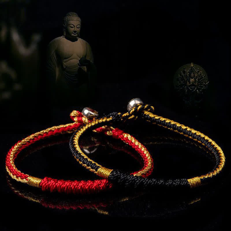 Bransoletka ochronna z Buddha Stones Tybetański ręcznie warkoczowy sznurek szczęścia
