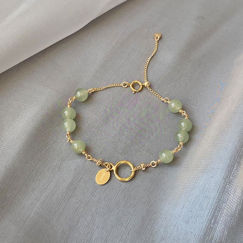 Buddha Stones Unikalny Naturalny Hetian Jade 14K Złoty wypełniony Szczęściem Bransoletka Koralikowa - Naturalny jadeit, kolor może się nieznacznie różnić - image 0