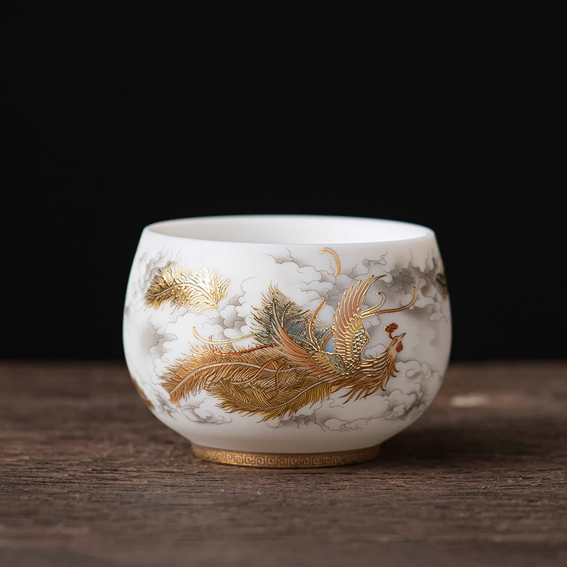 Buddha Stones Feniks Smok Lotos Jeleń Starożytny Budynek Ryba Koi Ceramiczna filiżanka do herbaty Kung Fu Filiżanki do herbaty