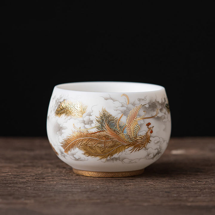 Buddha Stones Feniks Smok Lotos Jeleń Starożytny Budynek Ryba Koi Ceramiczna filiżanka do herbaty Kung Fu Filiżanki do herbaty