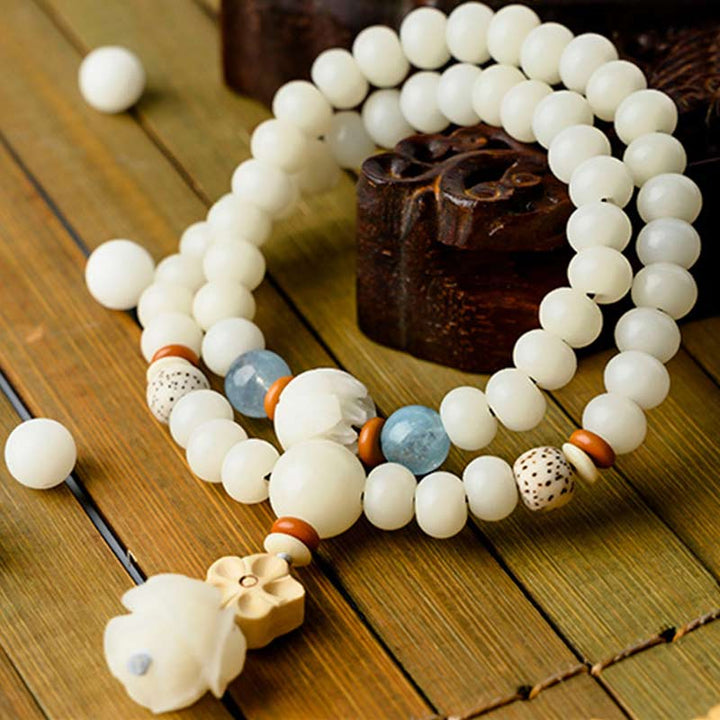 Bransoletka z białego jadeitu Bodhi Lotus z Buddha Stones