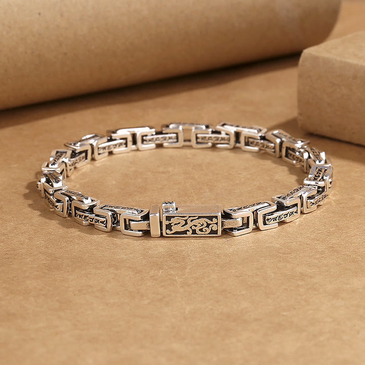 Buddha Stones Smok Om Mani Padme Hum Grawerowana Miedziana Bransoletka Szczęścia Sukcesu - 22 cm, obwód nadgarstka: 20-21 cm - image 0