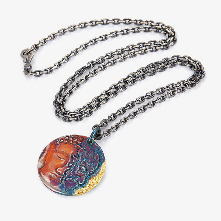 Buddha Stones 999 Srebro Sterlingowe 24K Złoto Pół Demon Pół Budda Współczucie Naszyjnik Wisiorek - image 10