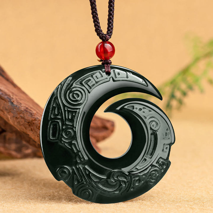 Buddha Stones Szczęście Poprawia Projekt Wzór Naturalny Hetian Cyan Jade Naszyjnik Sukces Wisiorek