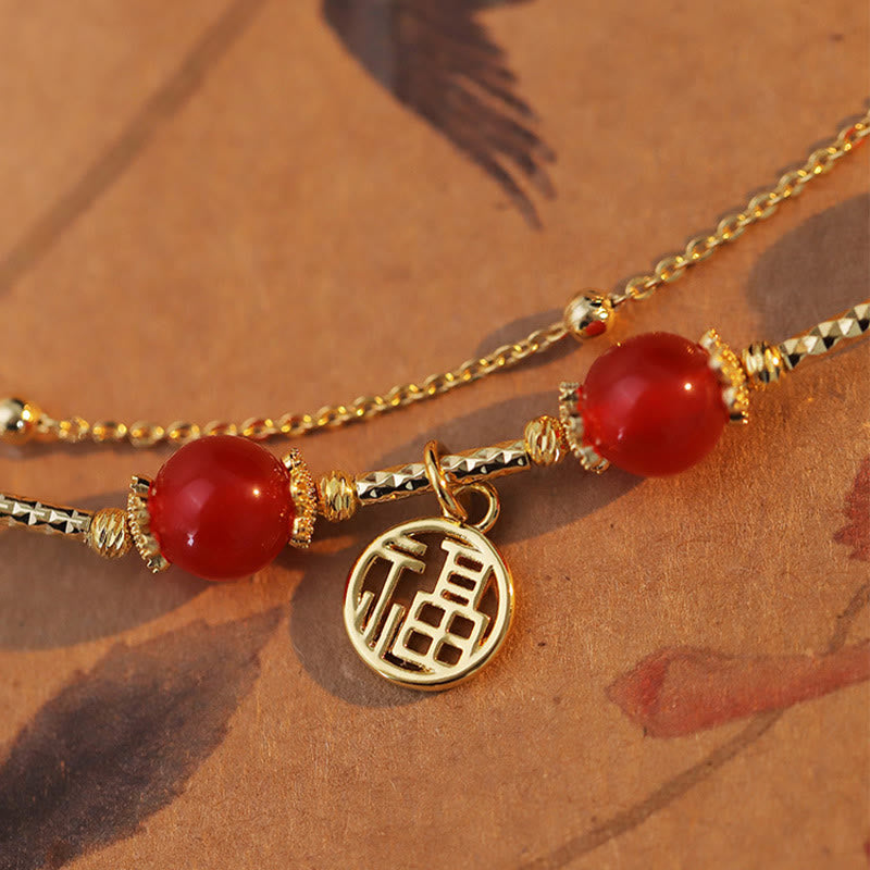 Bransoletka z motywem samoakceptacji z czerwonego agatu i Buddha Stones Fu
