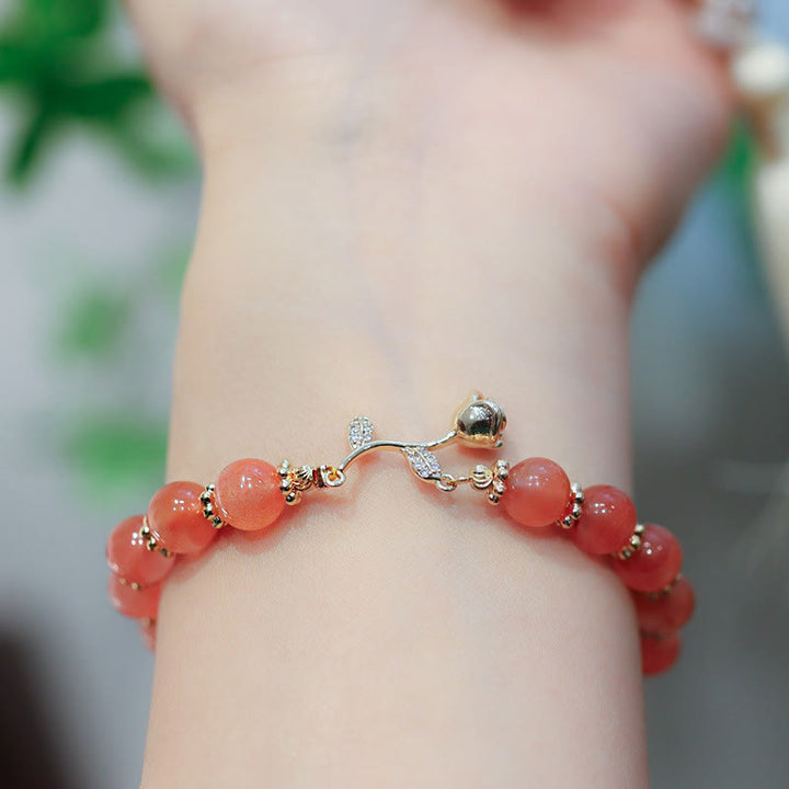 Bransoletka z naturalnego czerwonego agatu Buddha Stones Rose Confidence Calm Chain