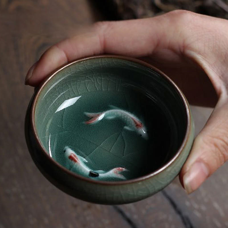 Buddha Stones Kolorowe Ryby Koi Ceramiczny Filiżanka Kung Fu Filiżanka Miska