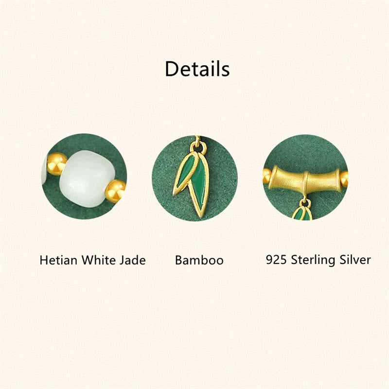 Bransoletka szczęścia z Buddha Stones 925 ze srebra próby Hetian White Jade Bamboo