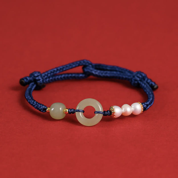 Bransoletka z naturalnych Buddha Stones Hetian Jade Pearl Peace Buckle Luck
