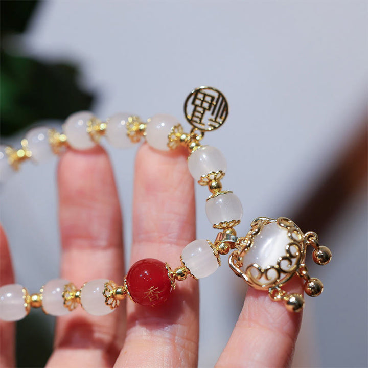 Buddha Stones Wiatrak Chiński Zamek Charm Fu Znak Błogosławieństwo Bransoletka