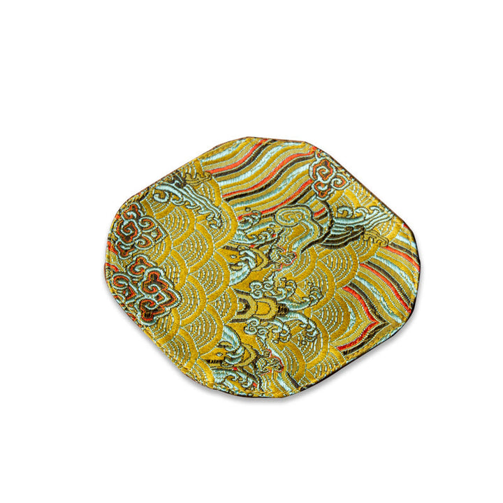 Podkładka pod Buddha Stones Vintage Sea Wave Bamboo Plum Blossom, podkładka pod kubek z haftem Kung Fu Tea Mat