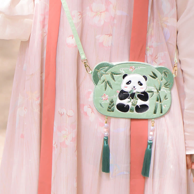 Haft Buddha Stones Szczęśliwa Panda Kot Shiba Inu Jeleń Królik Lis Kwiat Urocze Zwierzę Hanfu Torba Torebka Crossbody Torba Na Ramię