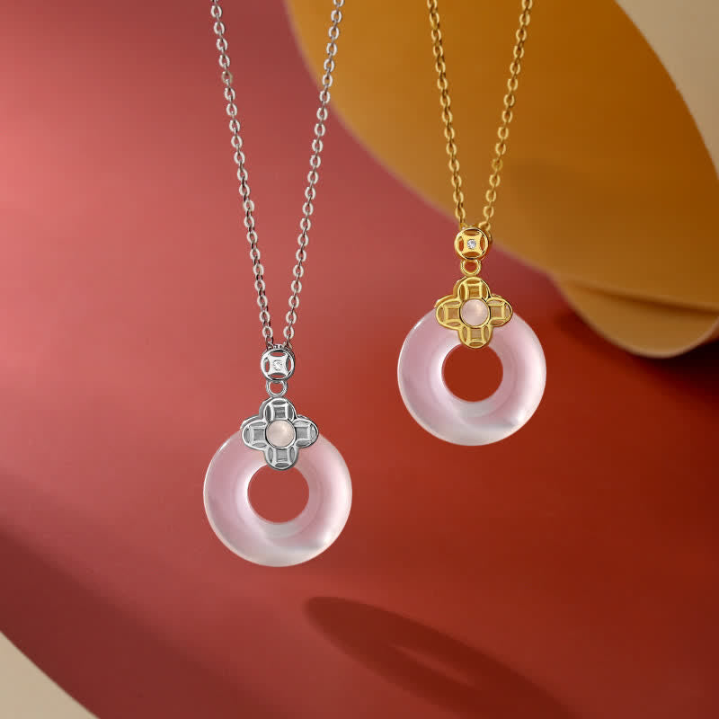 Buddha Stones 925 Srebro Chalcedon Moneta Pokój Klamra Pozytywny Naszyjnik Wisiorek