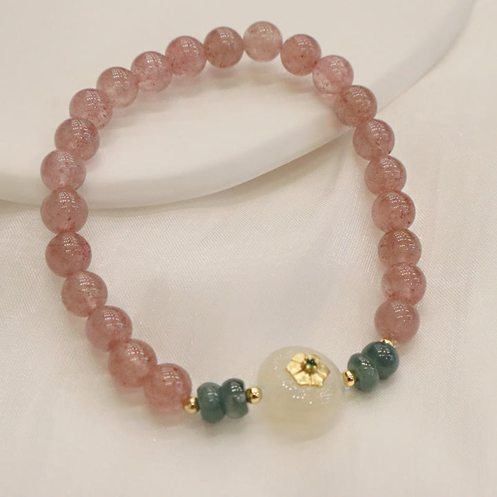 Bransoletka lecznicza Buddha Stones Natural Truskawkowy Kwarc Chalcedon Jade