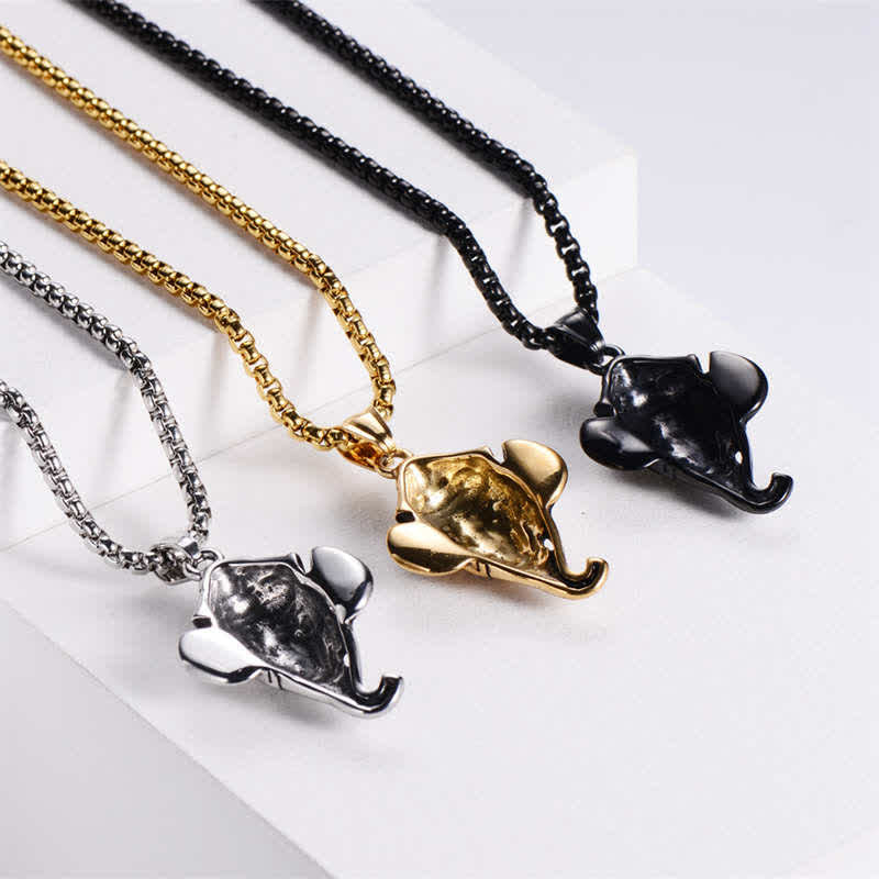 Naszyjnik z wisiorkiem ochronnym Ganesh Ganpati Elephant Titanium Steel