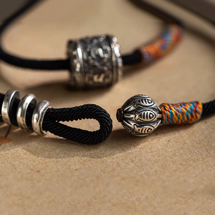 Buddha Stones Tybetańskie Om Mani Padme Hum Rzeźbiony Amulet Podwójnie Owijana Bransoletka