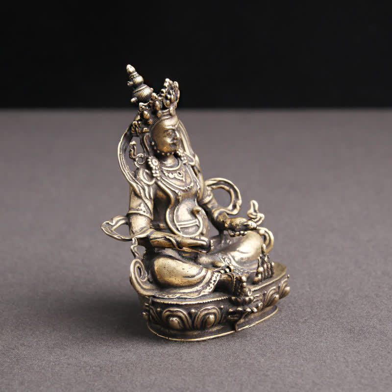 Buddha Stones Żółta Jambhala Figurka Bodhisattwy Spokój Miedziana Statua Dekoracja - image 4