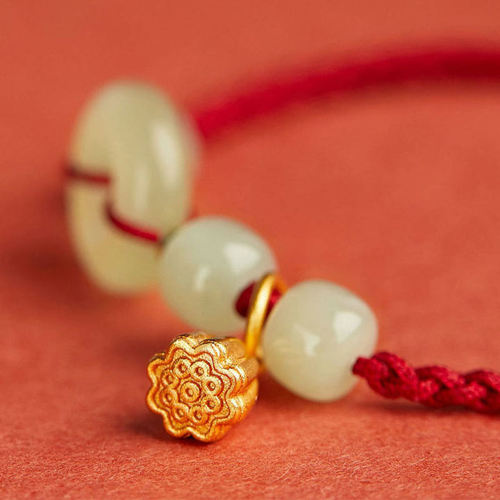 Bransoletka z okrągłym zapięciem z Buddha Stones, jadeitu, lotosu, szczęścia, obfitości i bogactwa
