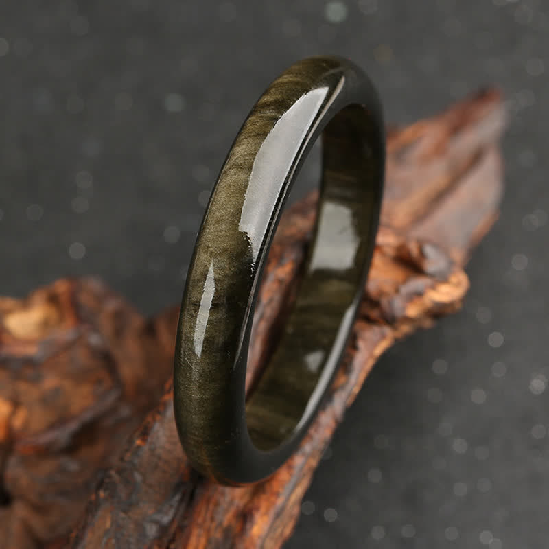 Buddha Stones Złoty połysk Obsydian Srebrny połysk Obsydian Ochrona Bransoletka Bangle