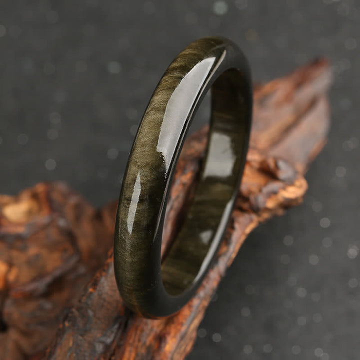 Buddha Stones Złoty połysk Obsydian Srebrny połysk Obsydian Ochrona Bransoletka Bangle
