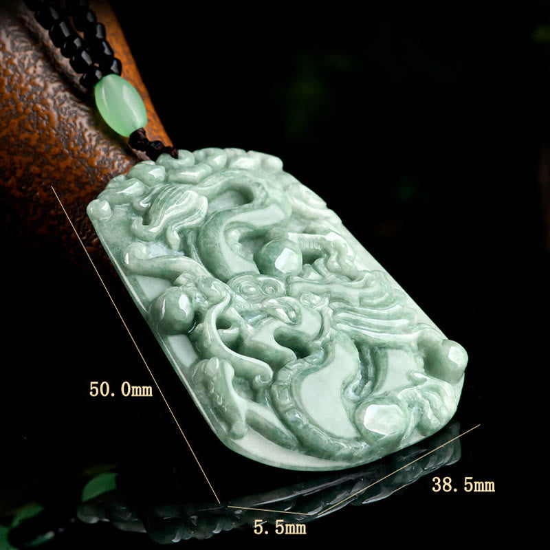 Buddha Stones Rok Smoka Chiński Zodiak Smok Szybujący Jade Ochrona Koraliki Naszyjnik Wisiorek