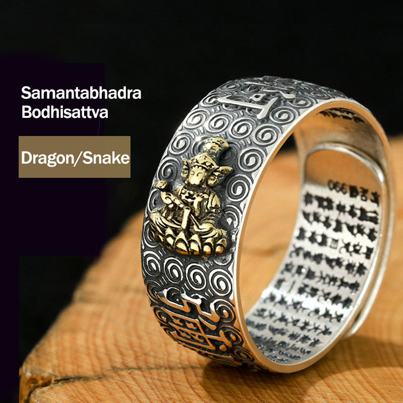 Buddha Stones Chiński Zodiak Natal Budda Bogactwo Szczęście Regulowany Pierścień