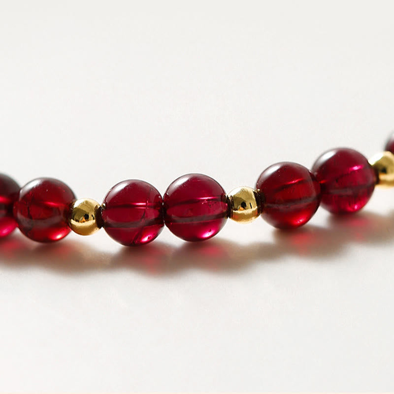 Bransoletka Buddha Stones 14K Gold Natural Granat Cinnabar Flower Calm - image 8