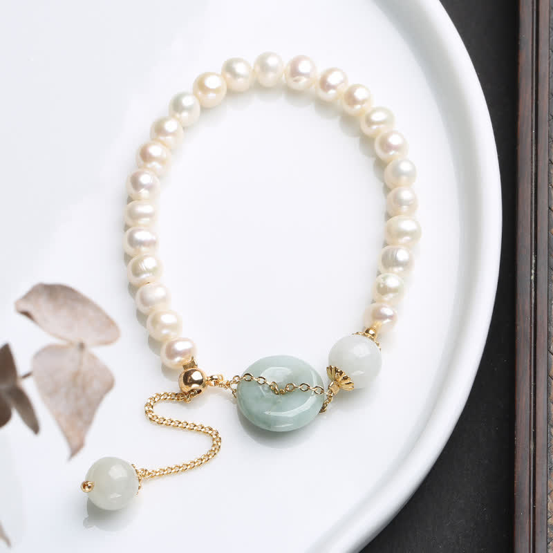 Bransoletka Buddha Stones Natural Jade Pearl Peace Buckle Prosperity Luck