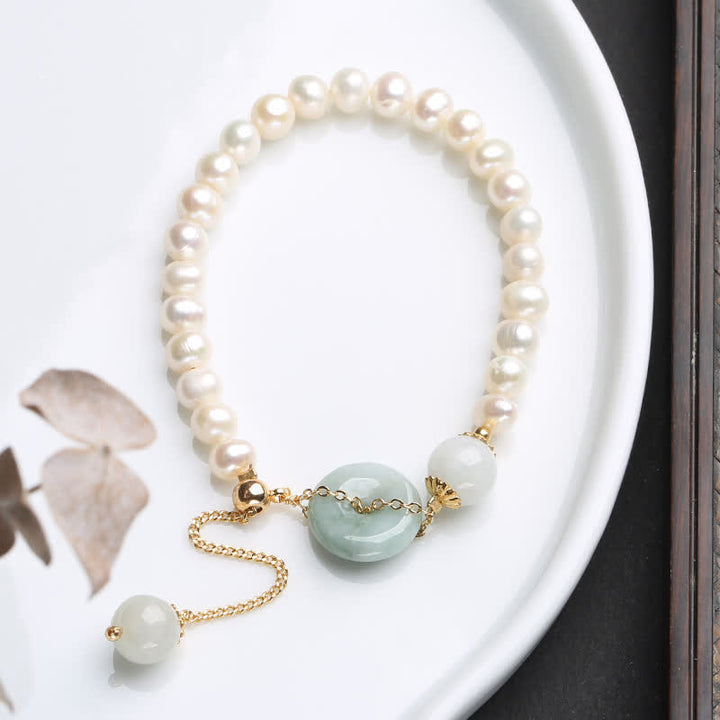 Bransoletka Buddha Stones Natural Jade Pearl Peace Buckle Prosperity Luck