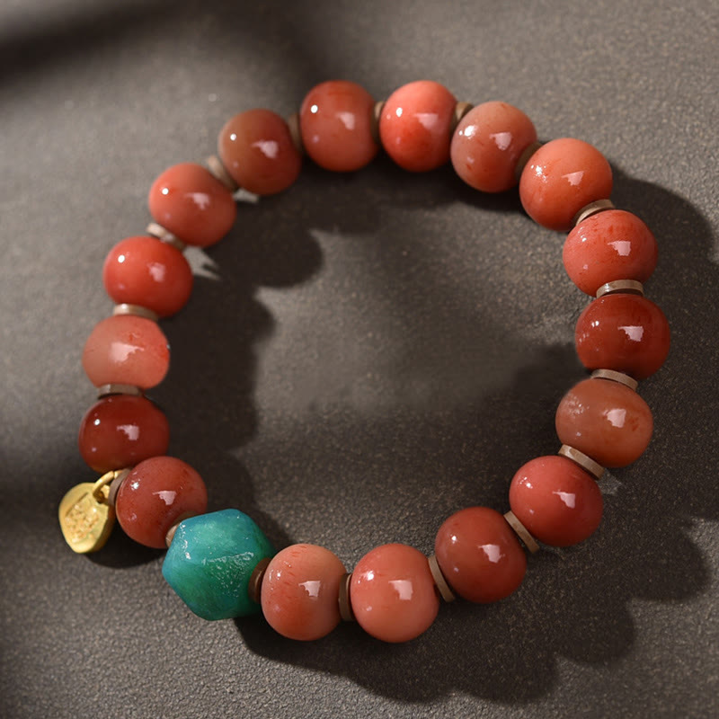 Buddha Stones Tybetańskie Naturalne Wielbłądzie Kość Dzi Koralik Bodhi Nasiona Charm Bransoletka Szczęścia