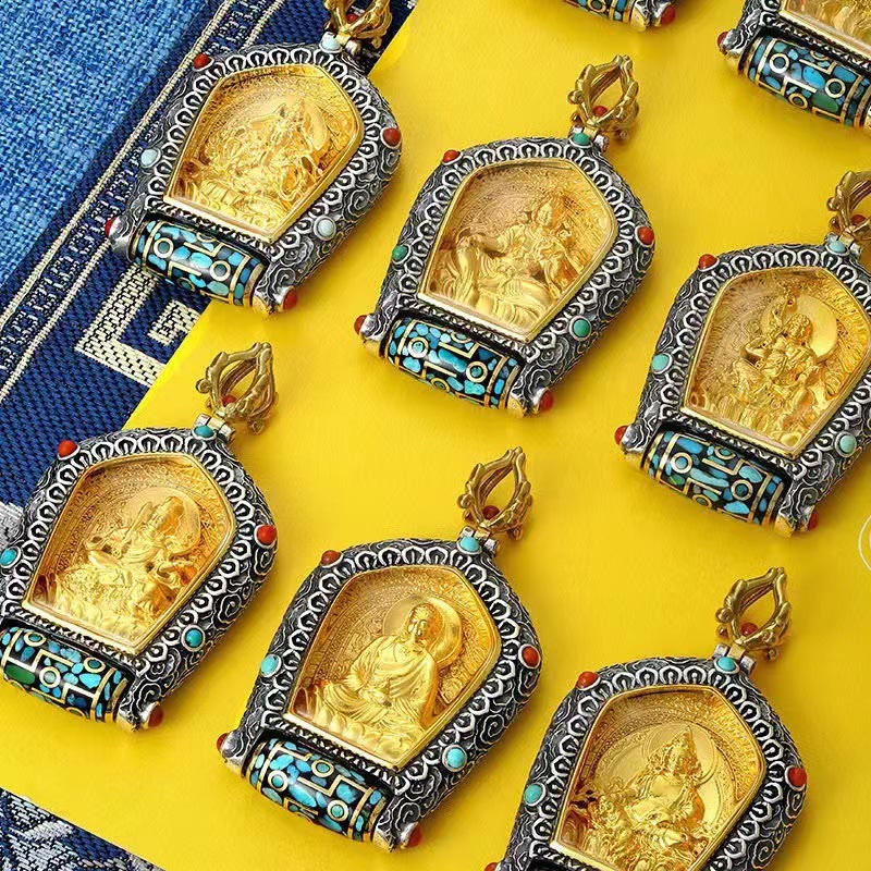 Tybetański chiński zodiak natalny budda thangka dobrobyt obrotowy naszyjnik z koralików dzi wisior - image 3