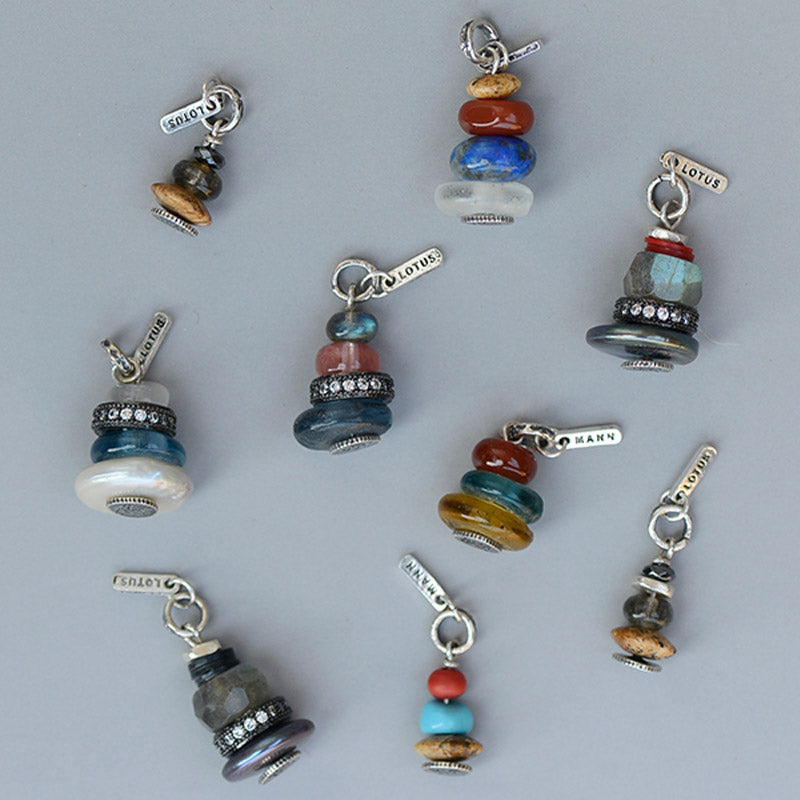 Buddha Stones Zen Cairn Labradorite Różne Kryształy Spokojny Wisiorek Naszyjnik - image 5