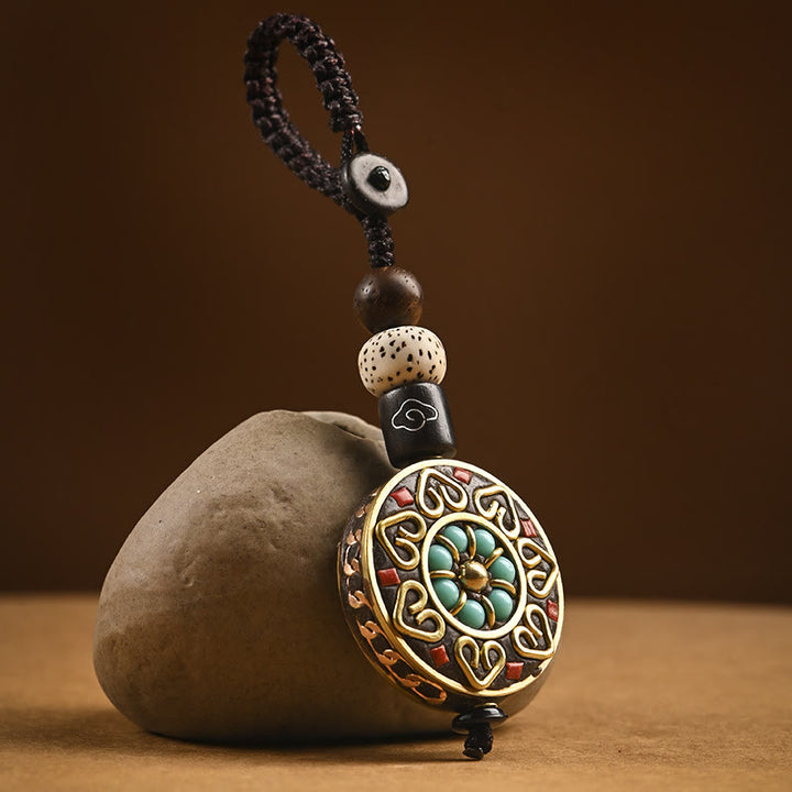 Buddha Stones Tybetański Om Mani Padme Hum Bodhi Seed Breloczek Pokoju
