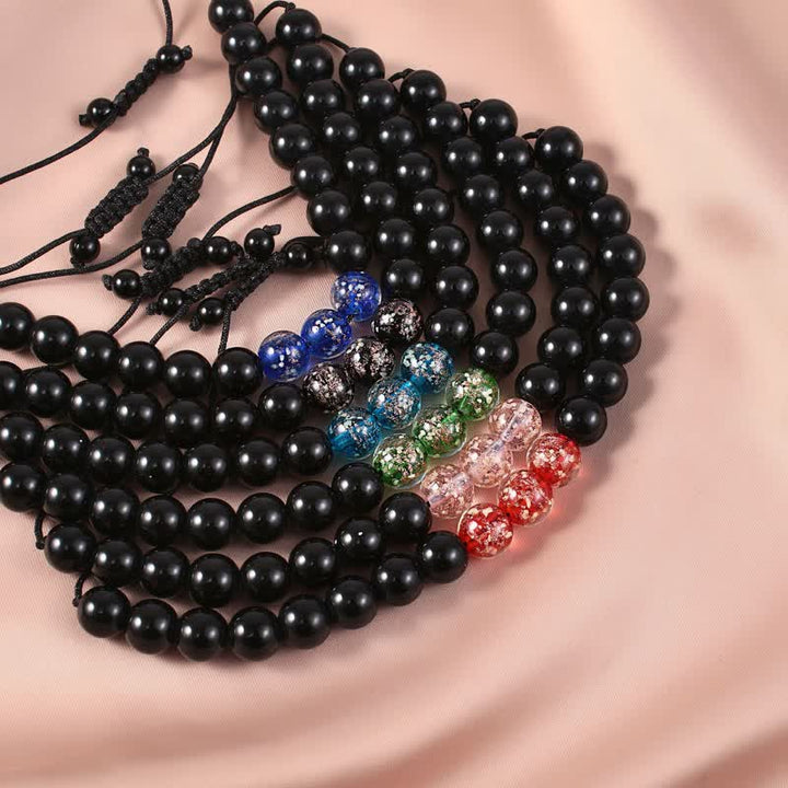 Bransoletka Buddha Stones Black Obsidian Luminous Glowstone Strength