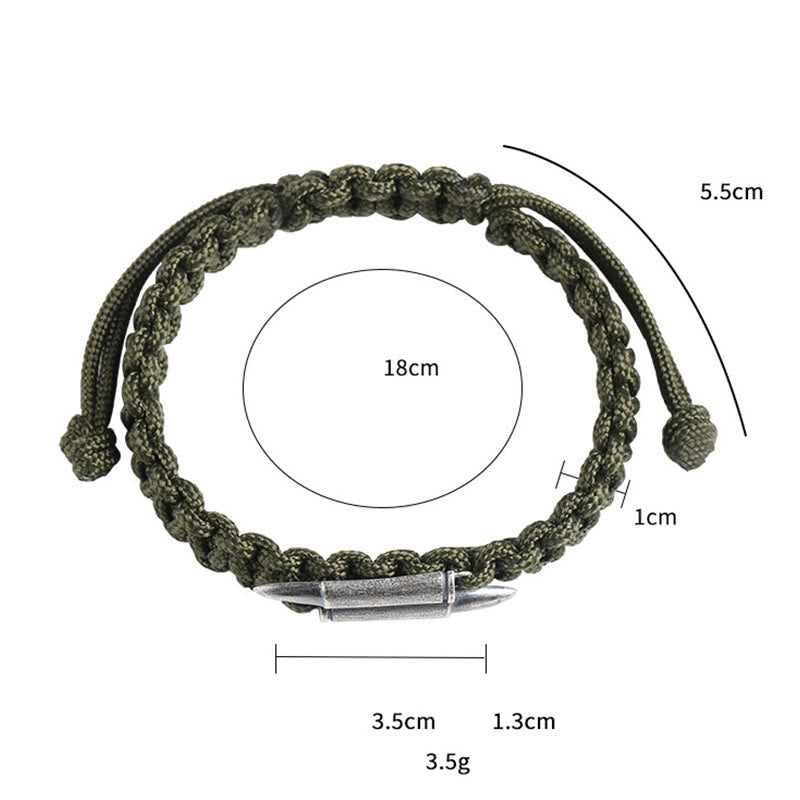 Bransoletka z plecionej liny Buddha Stones 925 ze srebra próby 925 z motywem pocisku
